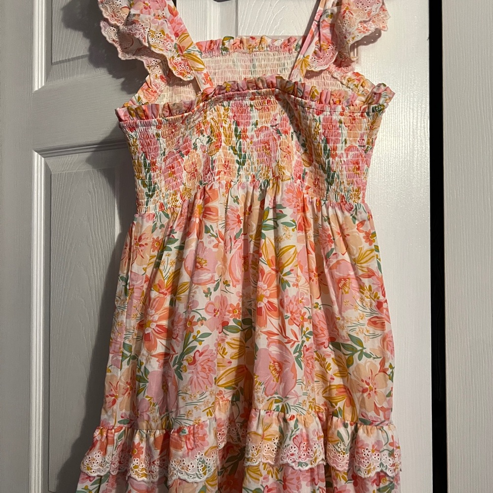 NWOT Haute Hippie Orange and Pink Smocked Tiered Sundress - Picture 12 of 13